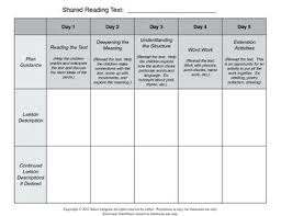 Shared Reading Five Day Planning Form For Kindergarten 1 Shared Reading Kindergarten Shared Reading Kindergarten Reading