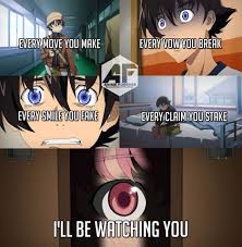 That's why your words were like a knife stabbing me in the heart. Way To Make Love Creepy The Future Diary Every Breath You Take Mirai Nikki Future Diary Mirai Nikki Future Diary