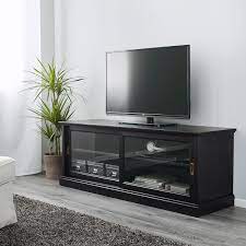 malsjo طاولة تلفزيون مع أبواب إنزلاقية صباغ أسود 160x48x59 سم ikea