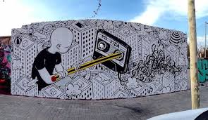 Black And White Graffiti Wall Art By Millo In Barcelona 3 15 Lp Murales Street Art Street Art Arte Di Strada