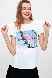 Image 2 Of Printed Photograph T Shirt From Zara T Shirts For Women White Short Sleeve Blouse T Shirt