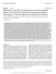 PDF) Adversity in early life and pregnancy are immunologically distinct  from total life adversity: macrophage-associated phenotypes in women  exposed to interpersonal violence
