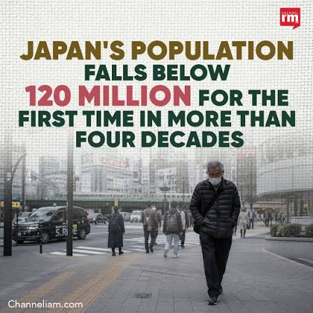 Japan's population has dropped below 120 million for the first time since  1983, highlighting the country's worsening demographic crisis driven by low  birth rates and an ageing population. 𝒇𝒐𝒓 𝒎𝒐𝒓𝒆 𝒅𝒆𝒕𝒂𝒊𝒍𝒔  https://en.channeliam.com/2026/08 ...