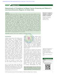 Types of breast cancer, inflammatory breast cancer & stages. Pdf Determinants Of Compliance To Breast Cancer Screening And Referral In Low Socio Economic Regions Of Urban India