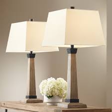 Way up high atop a tall dresser where height might not be desirable or anywhere where a little touch is just enough. John Timberland Rustic Farmhouse Table Lamps Set Of 2 Wood Oatmeal Square Tapered Shade For Living Room Bedroom Bedside Nightstand Walmart Com Walmart Com