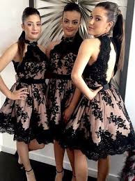 Princess Halter High Neck Black Lace Appliqued Homecoming Dresses Open Back Short Bridesmaid Dresses Apd2265 Lace Bridesmaid Dresses Black Lace Bridesmaid Dress Cheap Bridesmaid Dresses