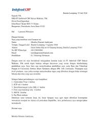 Tidak rencana pengembangan karir untuk. Contoh Surat Lamaran Kerja Di Indofood Contoh Surat