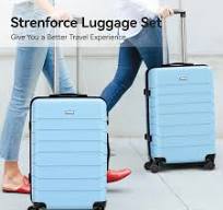 Custom Double Bar Trolley Case 20 22 24 26 28 in Sky Blue Square Luggage  with Double Zipper Tsa Lock Suitcase
