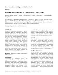 Check spelling or type a new query. Pdf Cements And Adhesives In Orthodontics An Update