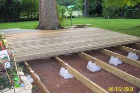 This type of deck can only be made in areas that do not have a deep winter frost. Floating Deck Plans Supports Sold At Lowes And Home Depot Backyard Floating Deck Backyard Patio