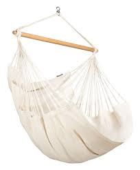 Comfort hammock chair with a fabric surface of 5' 11'' in length, comfort hammock chairs offer optimum seating and reclining comfort in a compact space. Habana Latte Organic Cotton Comfort Hammock Chair
