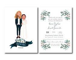 Custom Illustrated Wedding Invitation Floral In 2020 Custom Illustrated Wedding Invitations Illustrated Wedding Invitations Wedding Invitations