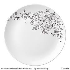 Black And White Floral Dinner Plates Black And White Floral Ornaments Design Dinner Plate Zazzle Com Ornaments Design Vintage Party Decorations Plates