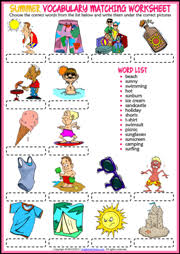 summer esl vocabulary worksheets
