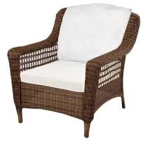 Hampton Bay Spring Haven Brown Wicker Patio Lounge Chair With Cushions Included Choose Y Lounge Chair Outdoor Brown Wicker Patio Furniture Patio Lounge Chairs