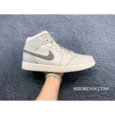 C11039 Nike Air Jordan 1 Mid 852542 003 Marble Grey Silver Mid Top Aj1 Air Jordan 1 Litchi Grain Leather Full Grain Leather Hk Free Shipping