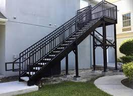 The most common model includes treads in the shape of an open box, which can be filled with concrete, parquet, linoleum, carpet, wood or any other material. Steel Stairways Stairs Railings Florida Fabrications