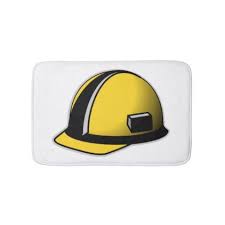 Hard Hat Bath Mat Construction Business Diy Customize Personalize Bath Mat Rug Bath Mat Business Diy