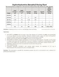 fillable online dyphenhydramine benadryl dosing chart fax