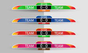 Personalize your videos, scores, and news! Live Scoreboard Digital Screen Graphic Template For Broadcasting Of Soccer Football Or Futsal Illustration Vector Design Template For Soccer League Match Shirt Or Clothes Color Team On Both Sides 543739 Vector Art