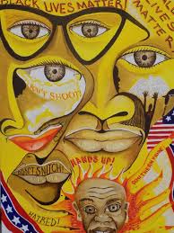 Shop affordable wall art to hang in dorms, bedrooms, offices, or anywhere blank walls aren't welcome. Black Lives Matter All Lives Mattrer Art Jenkins Creative Innervisions Paintings Prints Politics Patriotism Flags Symbols Artpal