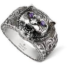 Gucci Gatto Silver Feline Head Engraved Band Ring 330 Liked On Polyvore Featuring Men S Fashion Men S Jewe Rings For Men Silver Mens Band Mens Band Rings