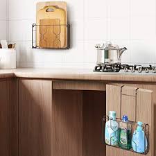 Wall mount paper towel holder cling film spice rack kitchen roll foil. 2 Pack Simple Trending Over The Door Wall Mount Cabinet Door Organizer Holder In Kitchen Or Pantry For Cutting Board Aluminum Foil Cleaning Supplies Bronze Pricepulse
