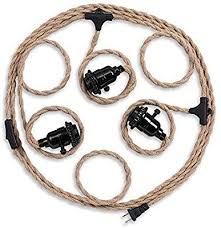 Zoossi Triple E26 E27 Light Sockets Pendant Light Cord With Triple Independent Switch Vintage Hemp Pendant Light Cord Farmhouse Pendant Plug In Hanging Light