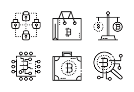 Bitcoin Dot Line Icons By Mangsaabguru Dotted Line Dots Bitcoin