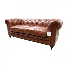 Earle Grande Chesterfield 2 Seater Vintage Tan Leather Sofa Chesterfield Sofas