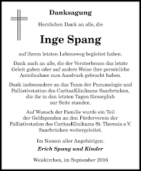 Traueranzeigen von Inge Spang