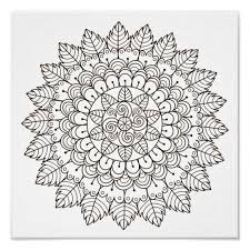 Coloring Page Leaf Petal Mandala Poster Zazzle Com Coloring Pages Mandala Pattern Petal