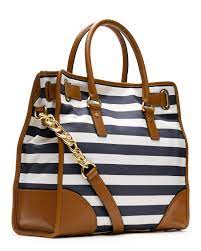 Michael Kors Large Hamilton Striped Canvas Tote In Navy Blue Lyst
