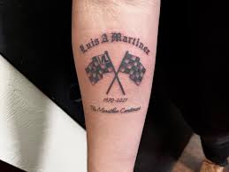 Memorial tattoo for Jonathan!🤍🕊🏁 Tiniest script I've done to date!🖤🤣 .  . It think it's so fun getting to tattoo old homies/classmates and catching  up. I went to middle school with Jonathan,