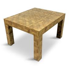 Chairs, stools, tables, console tables, coffee tables, living room, displays, bookcases, sideboards, cupboards, mirrors, beds. 1970s Italian Patchwork Bamboo Coffee Table