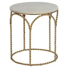 Rated 5 out of 5 stars. Anne Hollywood Regency White Marble Top Twisted Gold Side End Table Standard 14 24 W Kathy Kuo Home