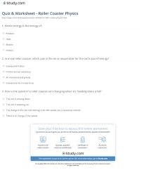 Roller Coaster Physics Worksheet Answers Kids Activities