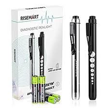 Amazon Com Pen Light Risemart Nurse Led Medical Penlight With Pupil Gauge For Nursing Students Doctors Black And Silver With Batteries Industrial Scientific