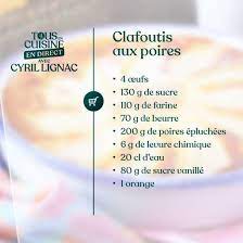 recette clafoutis aux poires en 2020 clafoutis aux poires recette cyril lignac recette