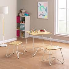 Mainstays Kids 3 Piece Finn Metal Frame Play Table And Stool Set Multiple Colors Walmart Com Play Table Kids Chairs Decor