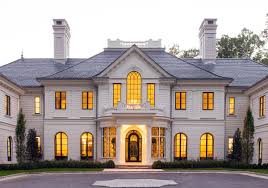 Custom Georgian Style Home Dusk Shot Entry Georgian Style Homes Dream House Exterior House Styles