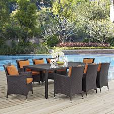 Convene 9 Espresso Orange Set Eei 2217 Exp Ora Set Modway Furniture Patio Furniture In 2020 Patio Dining Set Patio Outdoor Patio