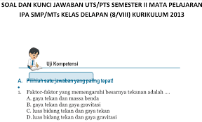 Soal uas ipa kelas 9 2020 revisi id. Soal Uts Pts Ipa Kelas 8 Smp Mts Semester 2 K13 Tahun 2020 File Guru Now