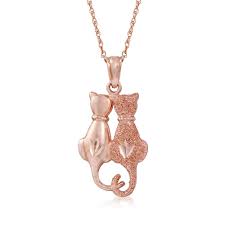 Ships in 1 business day. 14kt Rose Gold Cat Duo Pendant Necklace Ross Simons