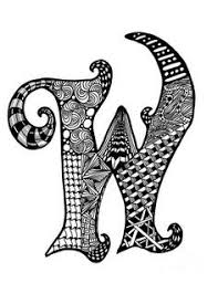 A party hat with a and w. Zentangle Letter W Monogram Drawing Zentangle Art Doodle Lettering Zentangle Patterns
