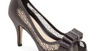 Women S Menbur Liatris Lace Inset Bow Peep Toe Pump 115 Liked On Polyvore Featuring Shoes Pumps Grey Satin Peep Toe Pumps Floral Shoes Peep Toe Bow