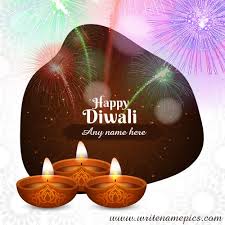 Now you can easily make and send diwali cards online, to celebrate diwali, the hindu festival of light and new year. Write Name On Happy Diwali Wishes Greeting Card