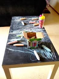 For the top i cut off round edges on my table saw and them laminated with glue and pocket screws. Chalkboard Coffee Table Is Easy Kid Entertainment Homejelly