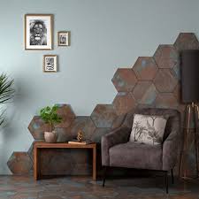 Maybe you would like to learn more about one of these? Oaken Teal Oxidised Hexagon Tiles Walls And Floors