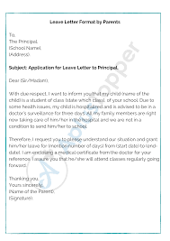 Writing a leave application is the best way to request the leave from your manager. Leave Letter Format In English For School Students Google Search